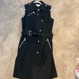 NWT Michael Kors Black Zip & Snap Motorcycle Style Dress, Size 10
